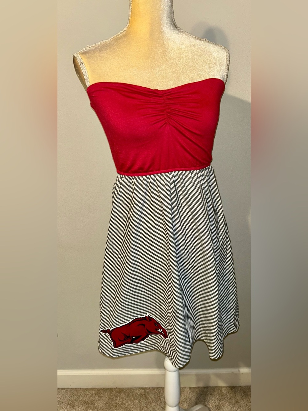 NEW Livy Lu Boutique Razorback Arkansas Woo Pig Sooie  Strapless Dress Sz L